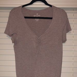 Soft & Sexy T with Purple & White Stripes Size L